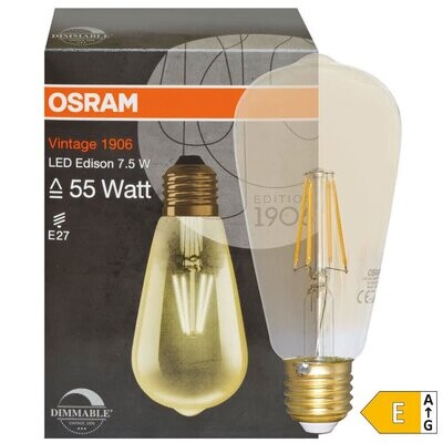 LED Filament Lampe Edison Form gold dimmbar E27 7W 725 lm 2400K OSRAM Vintage 1906 LED Filament Lampe Edison Form gold dimmbar E27 7W 725 lm 2400K OSRAM Vintage 1906