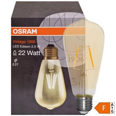 LED Filament Lampe Edison Form gold E27 2,5W 220 lm  2500K OSRAM Vintage 1906