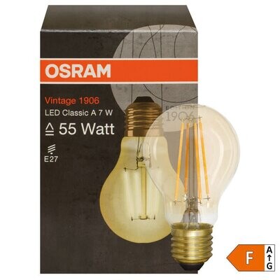 LED Filament Lampe AGL Form gold E27 6,5W 650 lm 2500K OSRAM Vintage 1906 LED Filament Lampe AGL Form gold E27 6,5W 650 lm 2500K OSRAM Vintage 1906