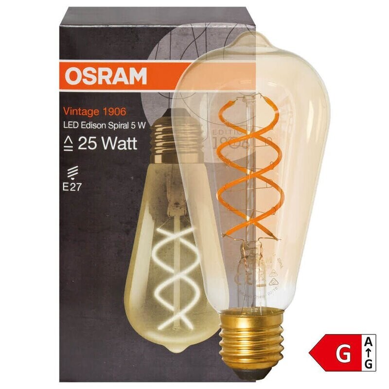 LED Filament Spiralfaden Lampe Edison Form gold E27 4W 300 lm 2000K OSRAM LED Filament Spiralfaden Lampe Edison Form gold E27 4W 300 lm 2000K OSRAM