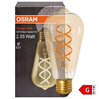 LED Filament Spiralfaden Lampe Edison Form gold E27 4W 300 lm 2000K OSRAM