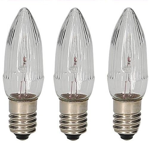 3 Stück Topkerze Riffelkerze halb geriffelt 8V 3W E10 klar Innen und Aussen Lichterkette Schwibbogen 3 Stück Topkerze Riffelkerze halb geriffelt 8V 3W E10 klar Innen und Aussen Lichterkette Schwibbogen
