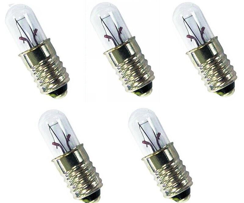 5 Glühlampe E10 12V 100mA 0,1A 1,2W Röhrenlampe 5 Glühlampe E10 12V 100mA 0,1A 1,2W Röhrenlampe