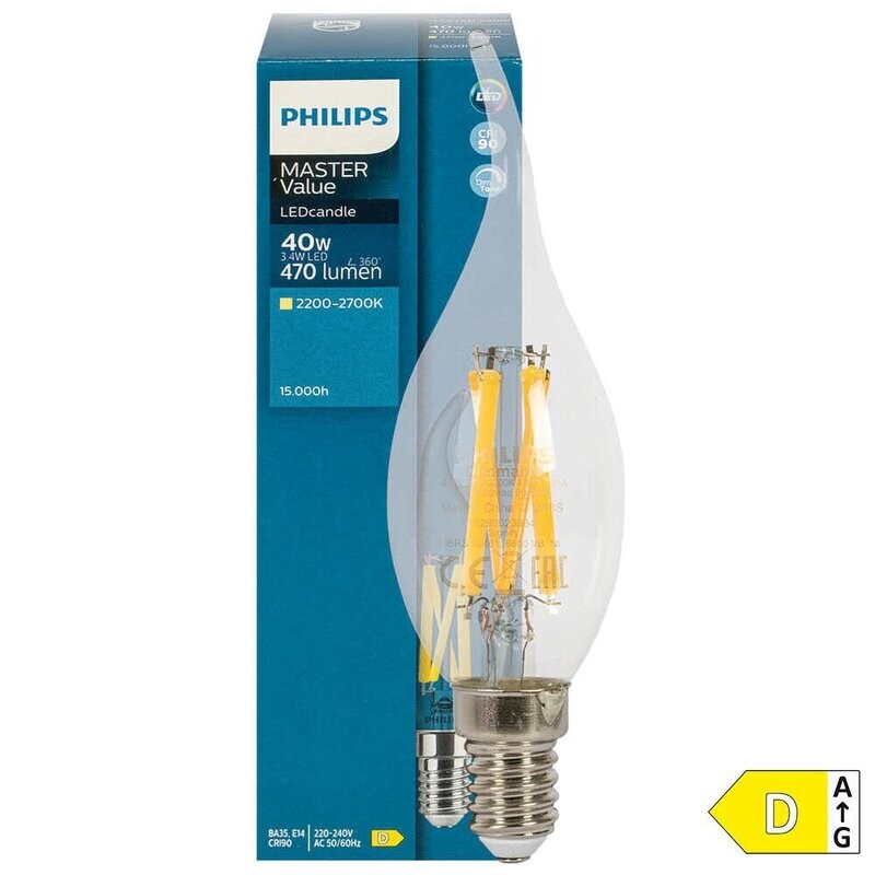 LED Filament Lampe Kerzen Form klar Windstoss dimmbar E14 3,4W 470 lm 2700K PHILIPS Classic LED Filament Lampe Kerzen Form klar Windstoss dimmbar E14 3,4W 470 lm 2700K PHILIPS Classic