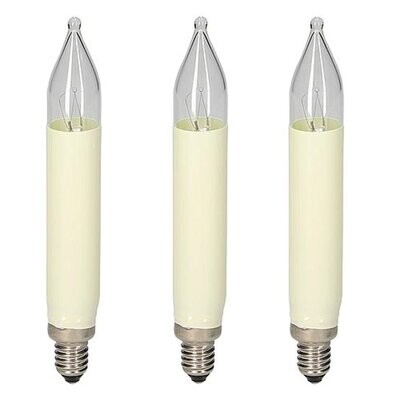 3 Stück Schaftkerze E10 23V 3W 100mm elfenbein Lichterkette Ersatzlampe Christbaum 3 Stück Schaftkerze E10 23V 3W 100mm elfenbein Lichterkette Ersatzlampe Christbaum
