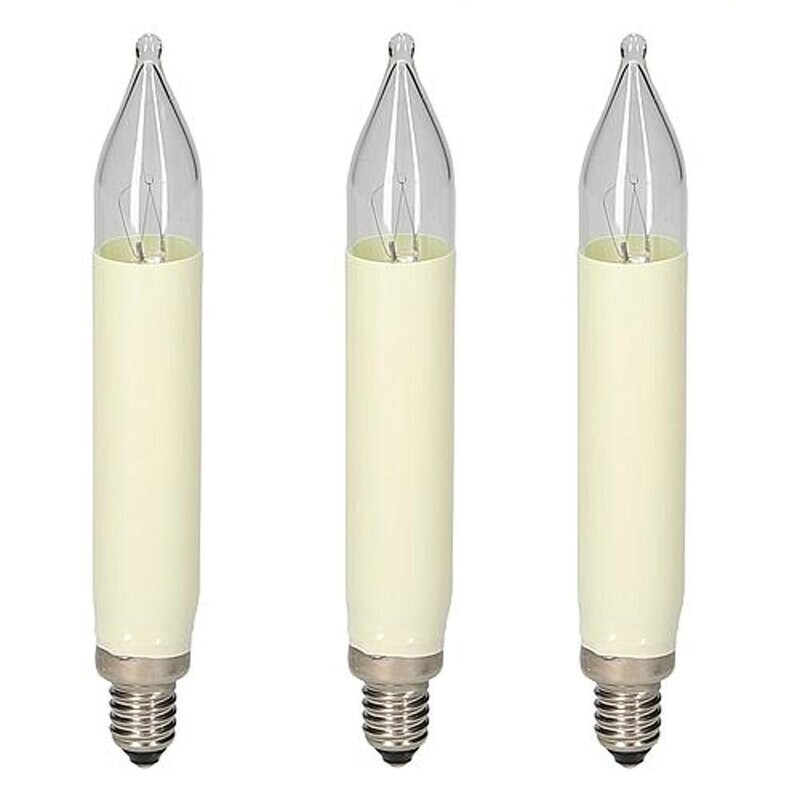3 Stück Schaftkerze E10 8V 3W 100mm elfenbein Lichterkette Ersatzlampe Christbaum 3 Stück Schaftkerze E10 8V 3W 100mm elfenbein Lichterkette Ersatzlampe Christbaum