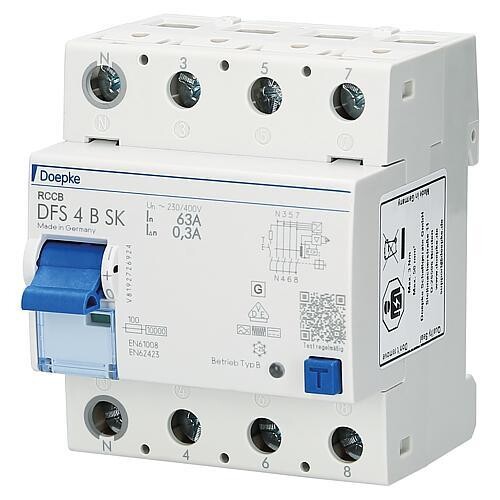 FI-Schalter DFS 63/4/0,3 B SK Allstromsensitiv Fehlerstrom-Schutzschalter TYP B 4-polig Doepke FI-Schalter DFS 63/4/0,3 B SK Allstromsensitiv Fehlerstrom-Schutzschalter TYP B 4-polig Doepke