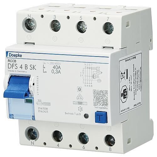 FI-Schalter DFS 40/4/0,3 B SK Allstromsensitiv Fehlerstrom-Schutzschalter TYP B 4-polig Doepke FI-Schalter DFS 40/4/0,3 B SK Allstromsensitiv Fehlerstrom-Schutzschalter TYP B 4-polig Doepke