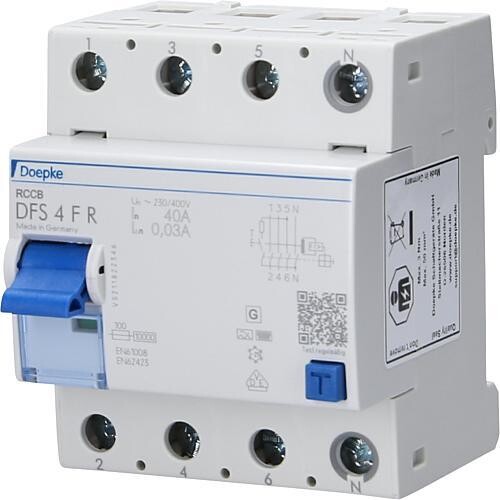 FI-Schalter DFS 4 40/4/0,03 F R Mischfrequenzsensitiver Fehlerstrom-Schutzschalter TYP F 4-polig Doepke FI-Schalter DFS 4 40/4/0,03 F R Mischfrequenzsensitiver Fehlerstrom-Schutzschalter TYP F 4-polig Doepke