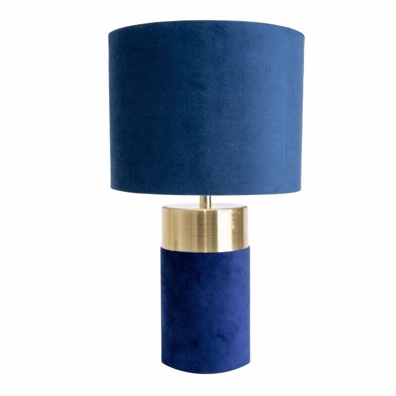 Tischleuchte Tischlampe BORDO Metallfuss blau gold Stoffschirm blau E14 NÄVE