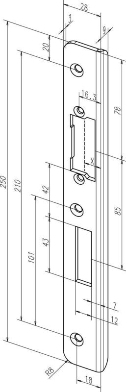 Winkelschließblech EffEff 42B35-04 ProFix2 für Türöffner Edelstahl DIN Links 250x28x9 Winkelschließblech EffEff 42B35-04 ProFix2 für Türöffner Edelstahl DIN Links 250x28x9