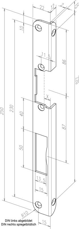 Winkelschließblech EffEff 51335-04 für Türöffner Edelstahl DIN Links 250x22x12 Winkelschließblech EffEff 51335-04 für Türöffner Edelstahl DIN Links 250x22x12
