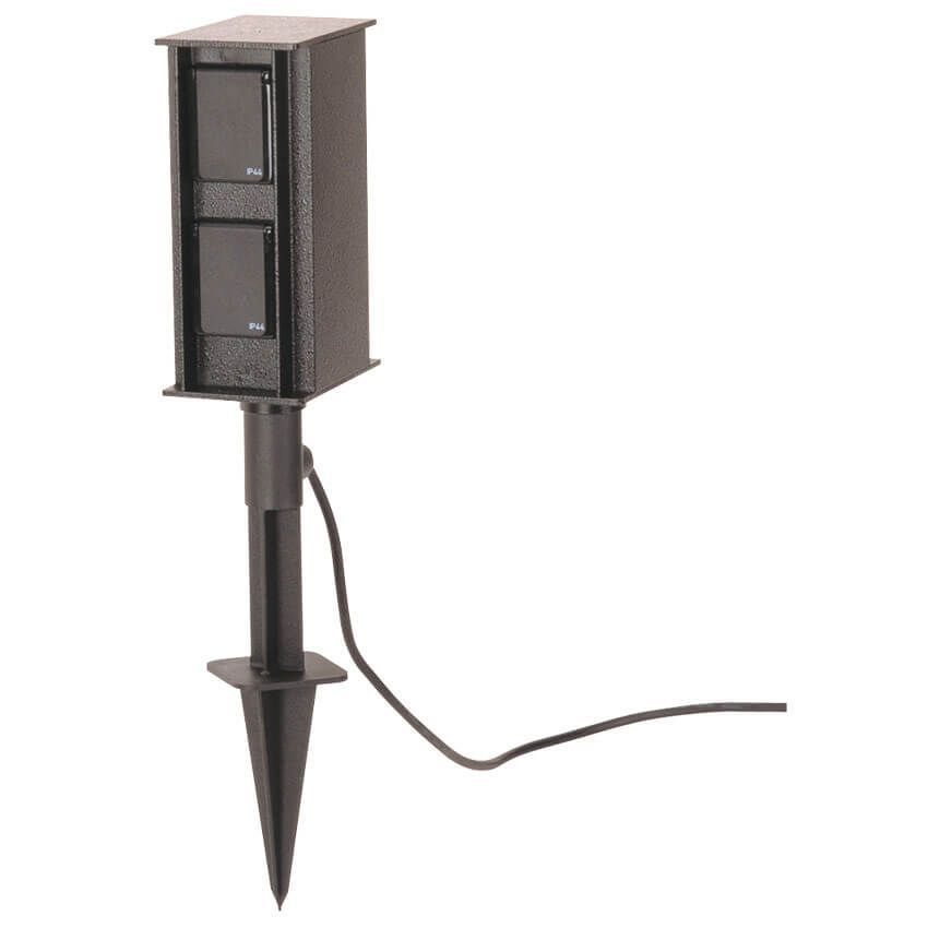 Steckdosensäule mit Erdspiess IP44 Aluminium 4 Steckdosen  Albert