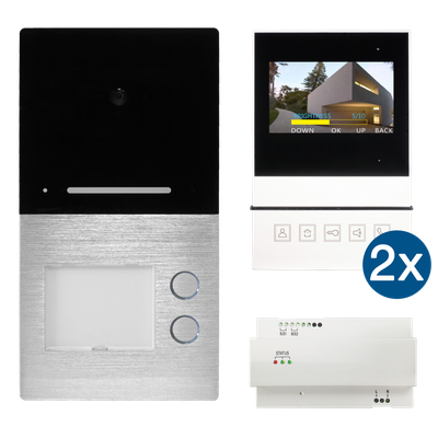 Video Türsprechanlage 4,3" 2 Familien WE 2-Draht-BUS-Technik Villa-Basic HHG
