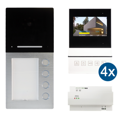 Video Türsprechanlage 4,3" 4 Familien WE 2-Draht-BUS-Technik Villa-Basic HHG