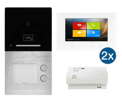 Video Türsprechanlage 7" 2 Familien 2-Draht-BUS-Technik RFID Bluetooth Villa HHG