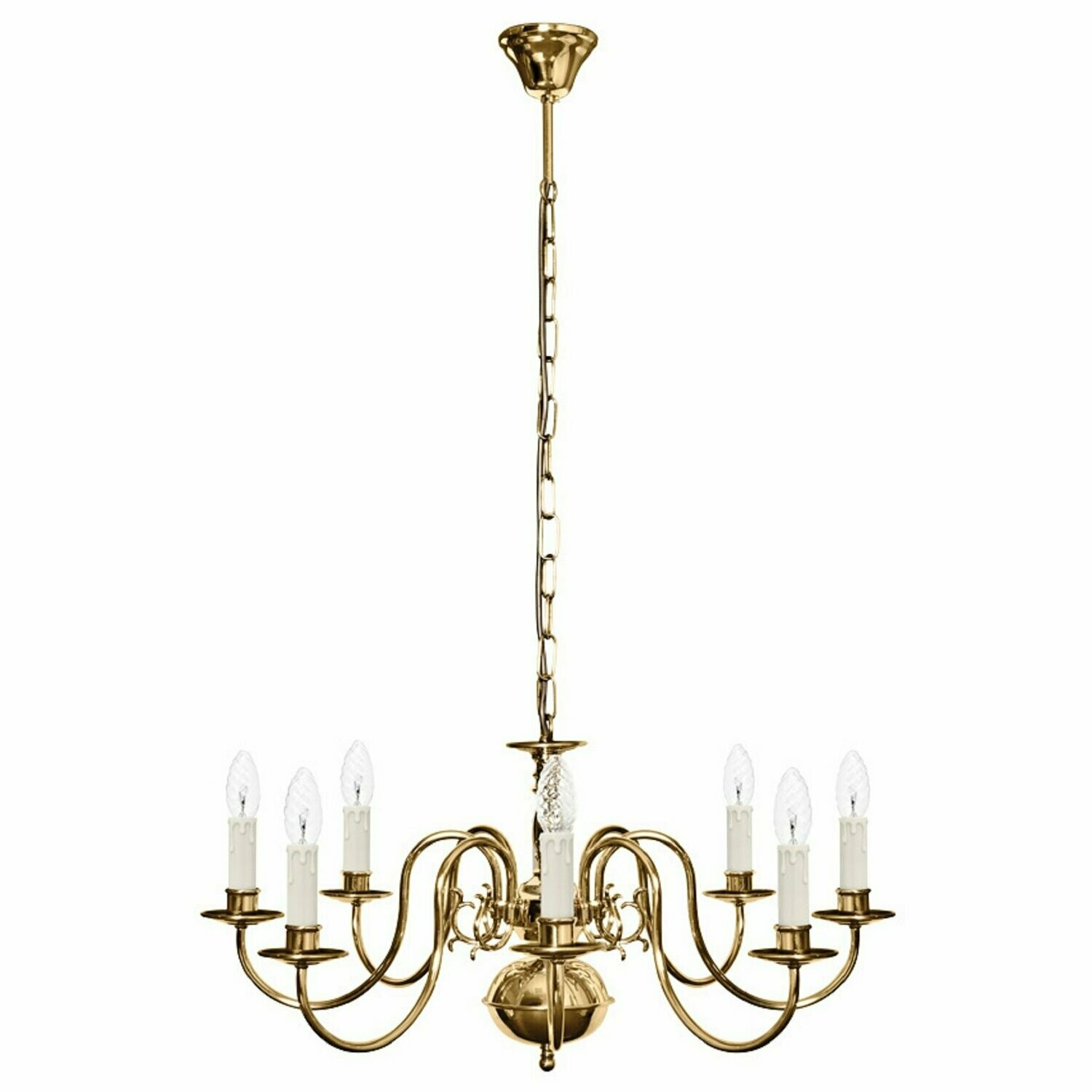 Flämische Leuchte Kronleuchter Hängeleuchte 8x E14 max.60W Messing poliert Antik