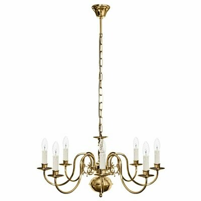 Flämische Leuchte Kronleuchter Hängeleuchte 8x E14 max.60W Messing poliert Antik