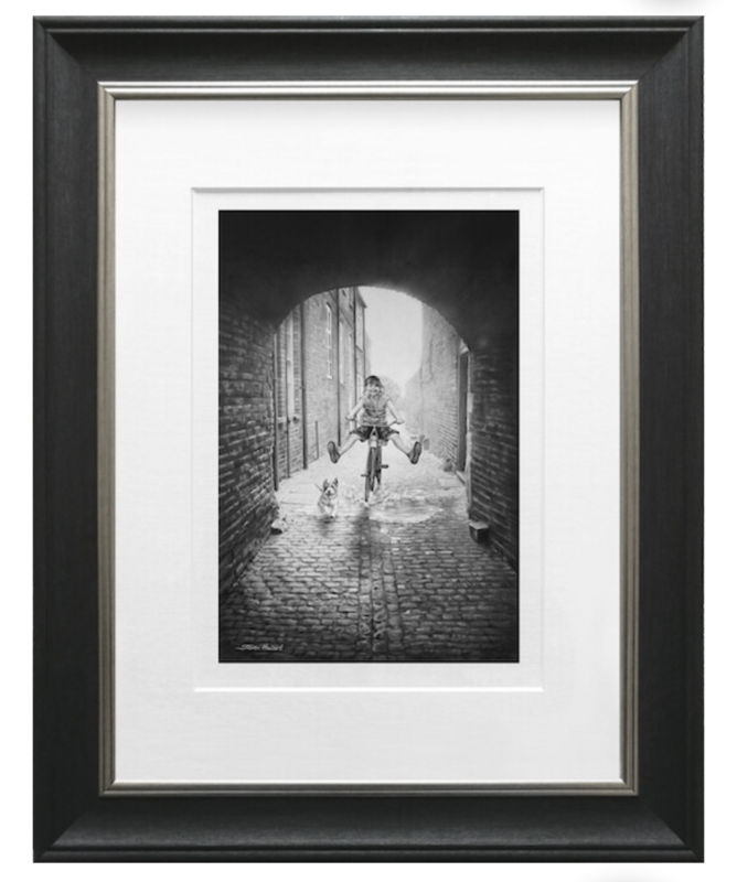Pushbike Pooch and Puddles Limited Edition Print Framed