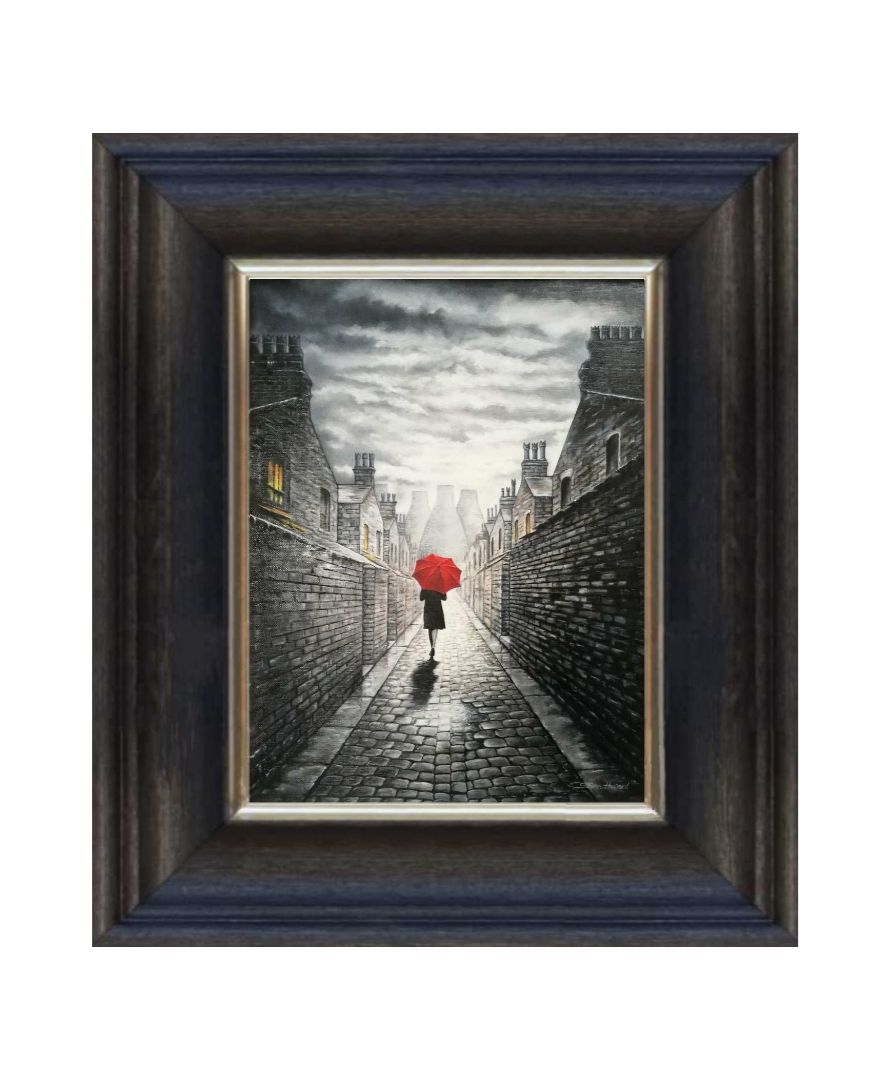 Cobbled Alley Canvas Print Chunky Frame.