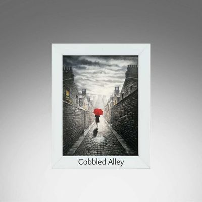 Cobbled Alley White Frame.