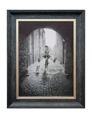 Pushbike Pooch and Puddles Canvas Print Framed Small