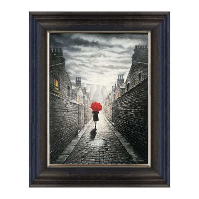 Cobbled Alley Canvas Print Chunky Frame.