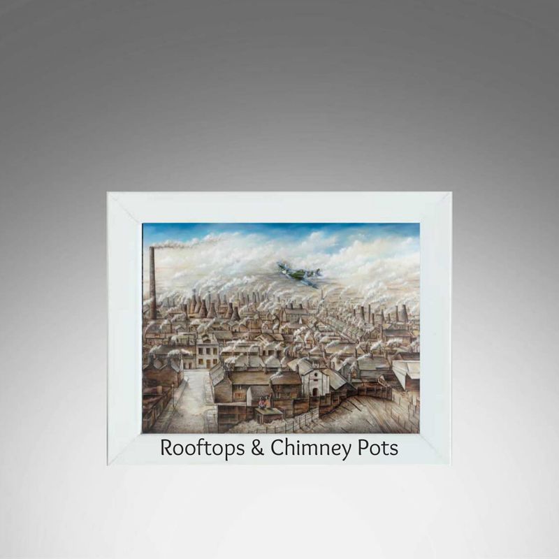 Rooftops &amp; Chimney Pots White Frame.