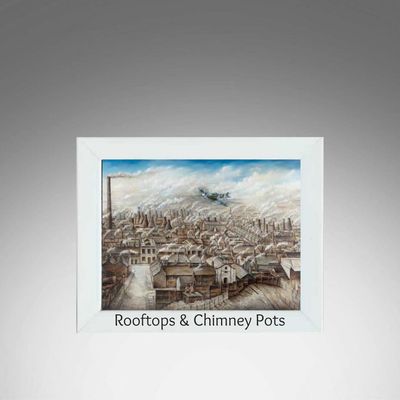 Rooftops &amp; Chimney Pots White Frame.