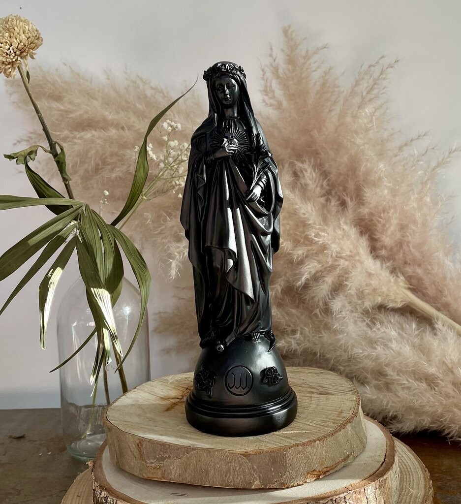 Statue Marie Aux Fleurs col Noir J ai Vu La Vierge