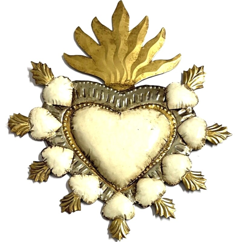 Ex Voto Coeur Sacré XXL TODOS MIS AMORES col Blanc