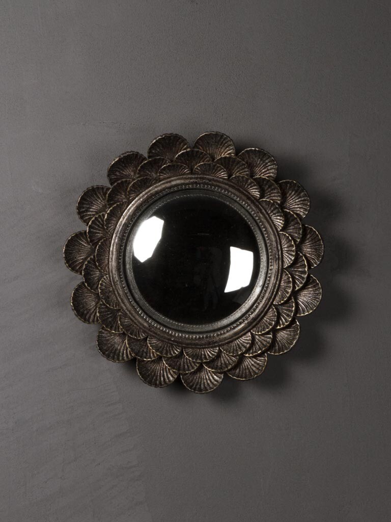 Miroir Convexe Coquillage Silver black