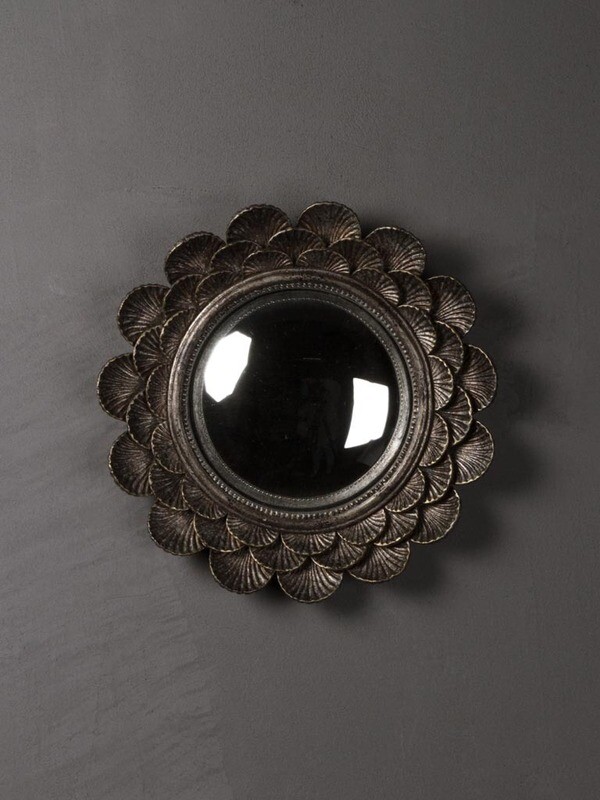 Miroir de Sorciere Convexe Coquillage Silver black