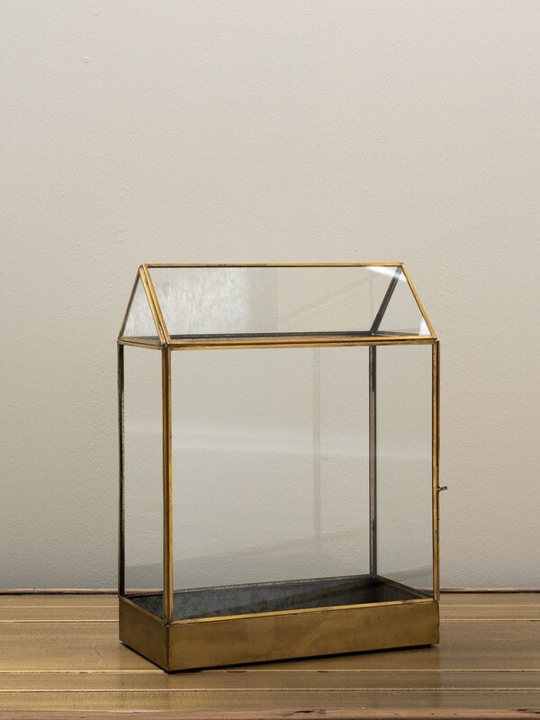 Cloche Vitrine HOME en laiton doré