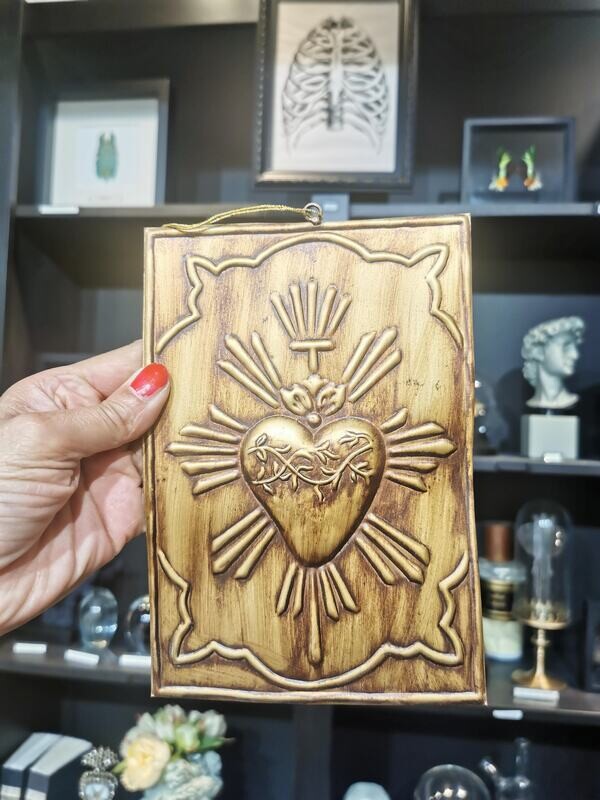 Ex Voto Coeur Sacré Plaque Antique Gold