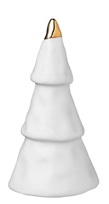 Sapin en Porcelaine Blanc Pointe Or