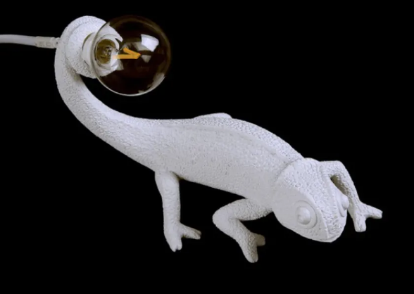 Lampe Lezard Cameleon Blanc à poser