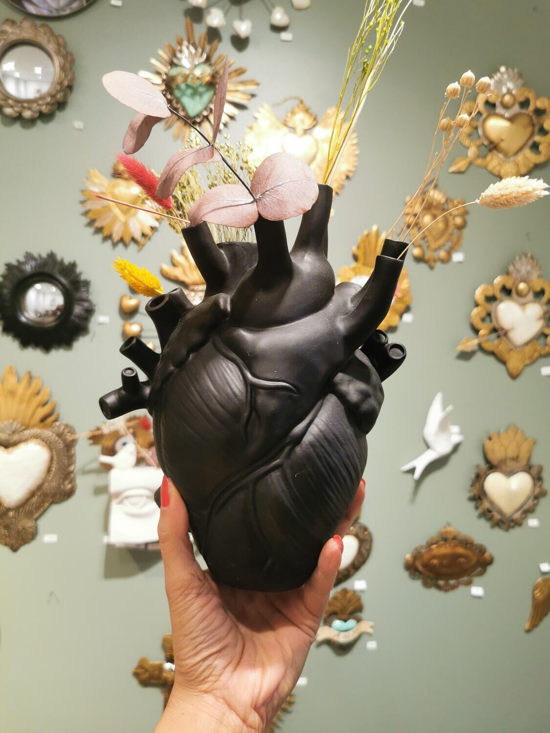 Vase Coeur Anatomique Large Noir
