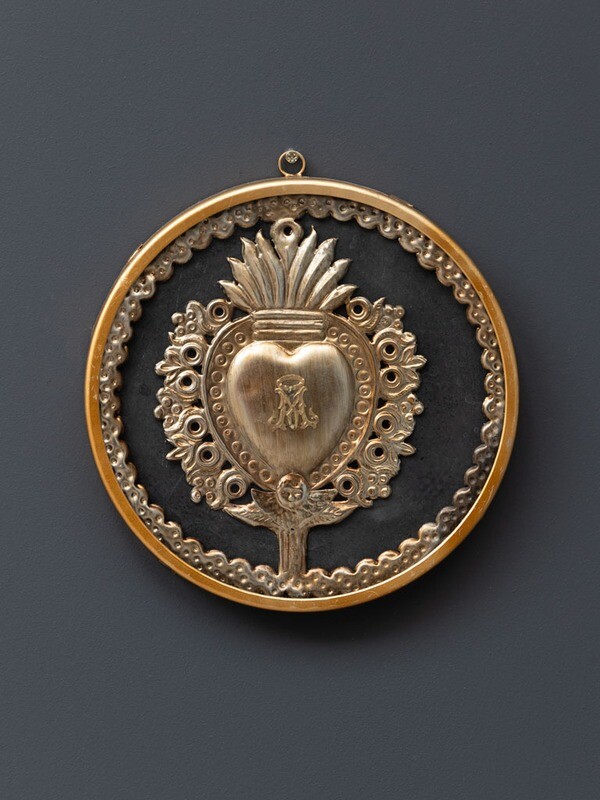 Cadre Ex Voto Coeur Sacré Ange et Marie