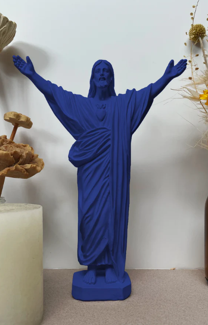 Statuette Jesus Loves You col Bleu Elect J ai Vu La Vierge