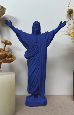 Statuette Jesus Loves You col Bleu Elect  J ai Vu La Vierge