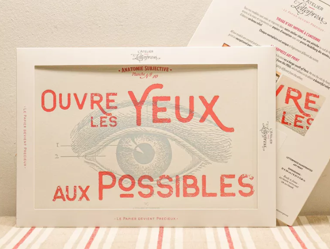 Affiche Imprimerie d&#39;Art Ouvre les Yeux du Possible