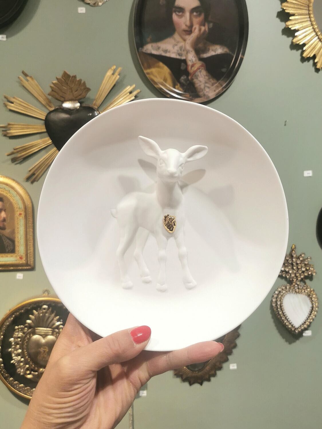 Assiette Murale En Porcelaine 3D Faon