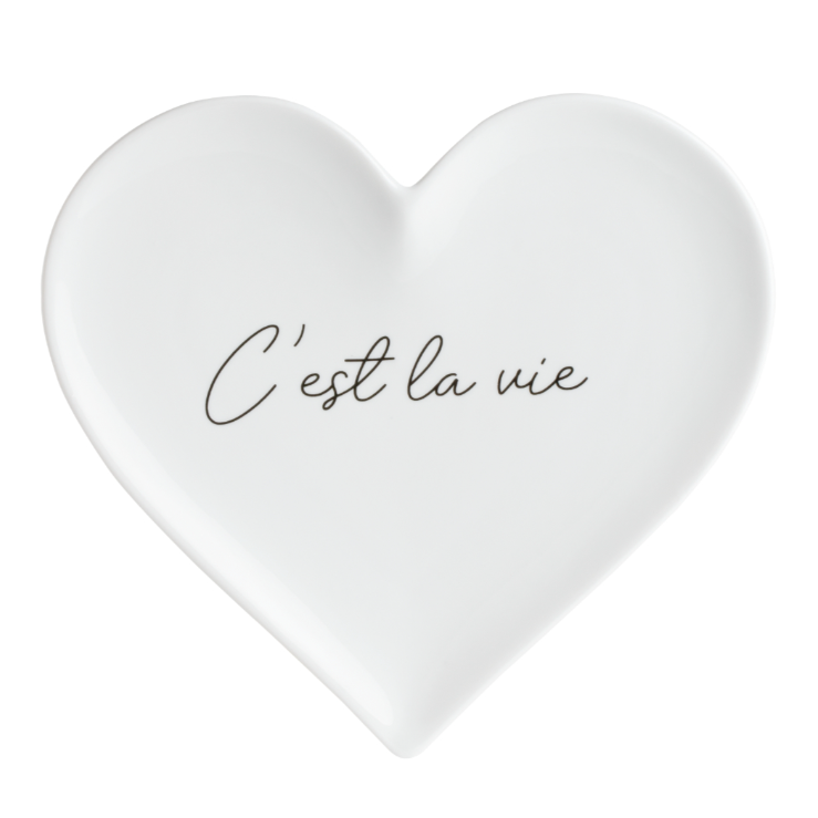 Petite Assiette Coeur en Porcelaine &quot;C est la vie&quot;