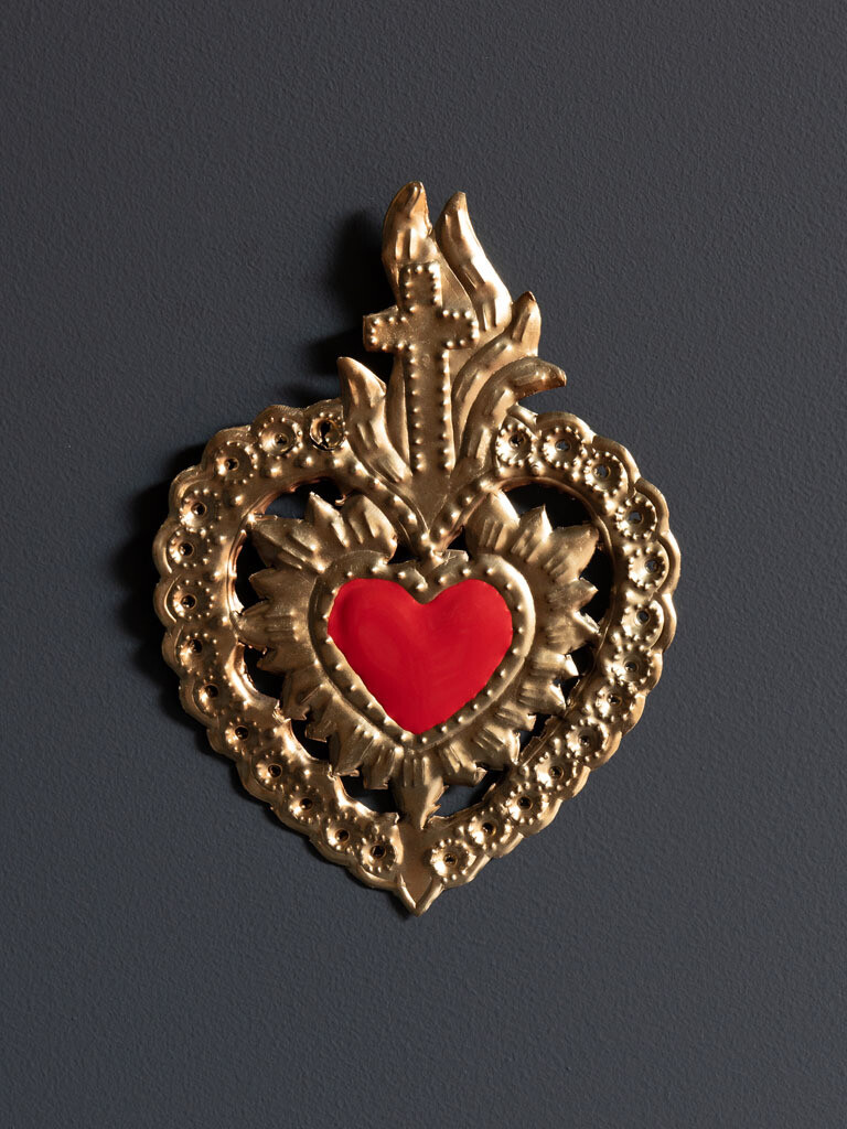 Ex Voto Coeur Sacre Flamme et Croix col Rouge