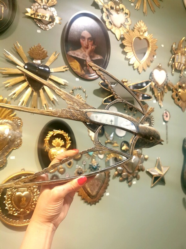 Miroir Hirondelle Or Vieilli