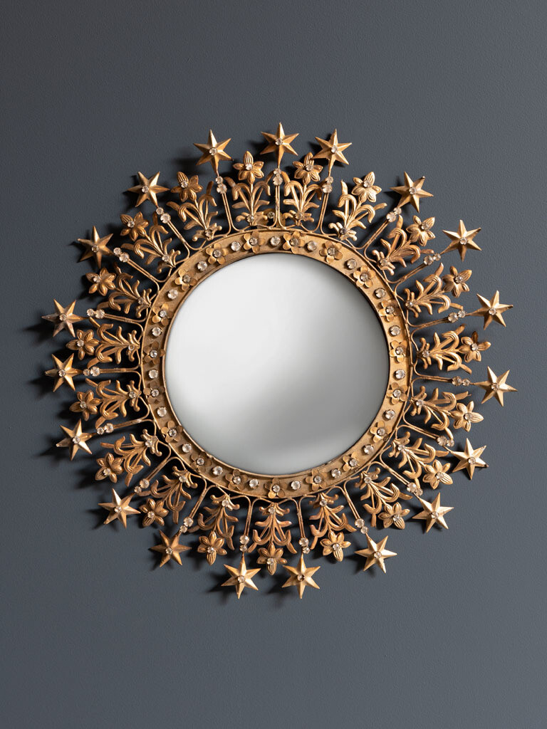 Grand Miroir de Sorciere Convexe Soleil Metal Forgé