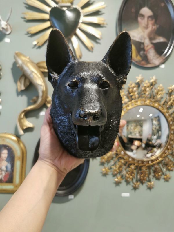 Tete de Chien Décoration Murale Col Noir