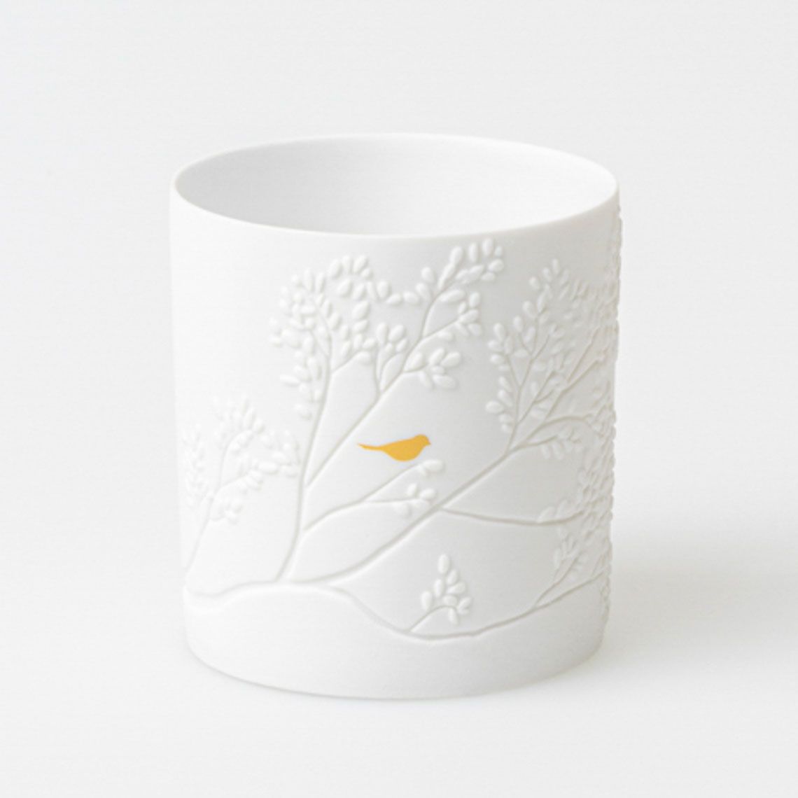 Vase / Photophore en Porcelaine Oiseau sur Branche