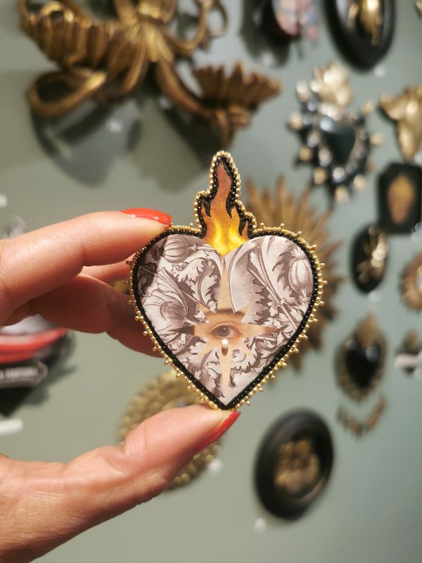 Broche Ex Voto Heart In Fire